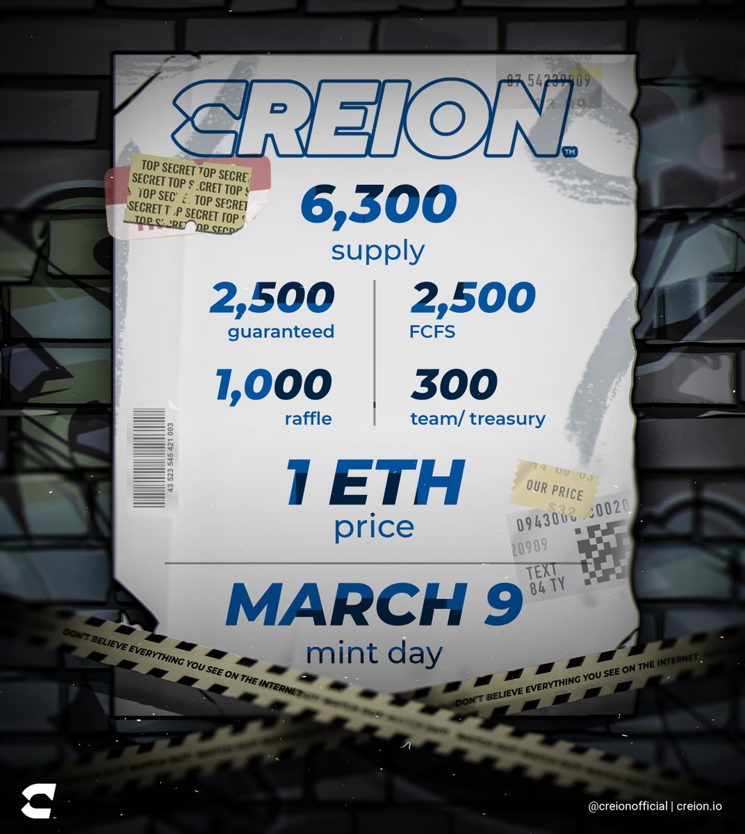 MINT INFO RELEASE 📢 Get ready to Vibe but stay Vigilant 🔎👀 March 9, 2024 📅 #Creion