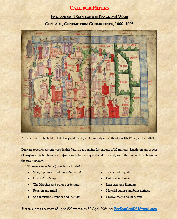 While I'm here, a CfP, for Anglo-Scottish medievalists. Please circulate!