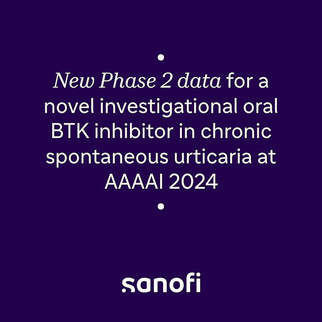 #NEWS: We’re presenting late-breaking Phase 2 data for a novel investigational oral BTK inhibitor in chronic spontaneous urticaria at #AAAAI24. Learn more: bit.ly/42SHqyX