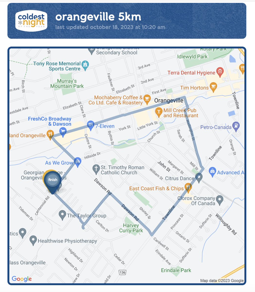 It's WALK day!!! 💙❄️ Here are the routes for the walk today! 2km and 5km. Registration opens at 4pm! cnoy.org/location/orang… #CNOY24 #Orangeville #DufferinCounty