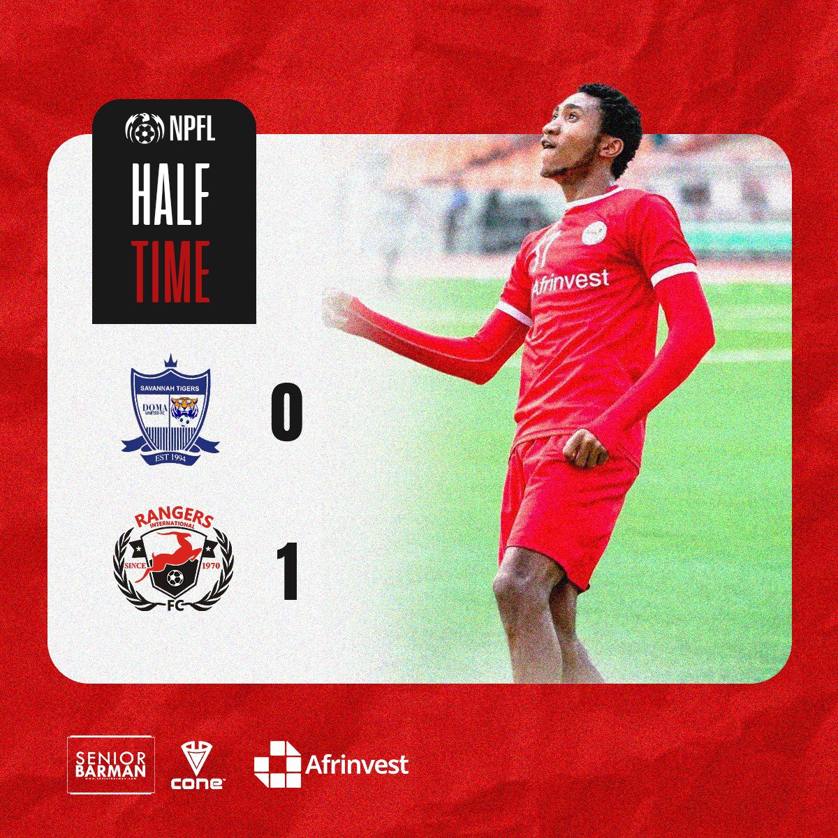 Rangers_Intl's tweet photo. We take the lead at the half time break.
#NPFL24 #DOMRAN https://t.co/e53tVX340w