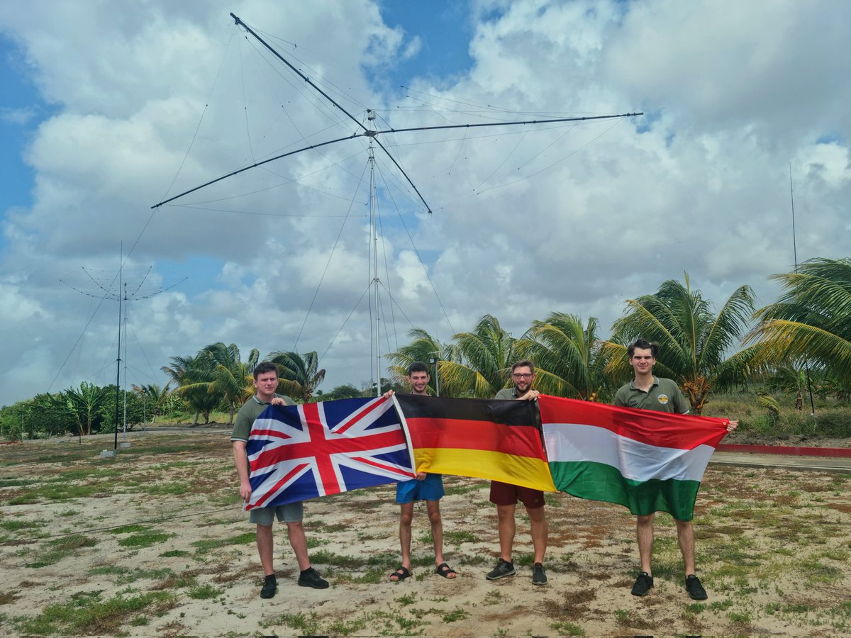 #8R7X just hit 70.000 QSOs. We will keep stations on the air until tomorrow +/- 0600 UTC. So if you didn't work us yet, now is the time! 🇬🇾 Meanwhile, parts of the team are busy with logistics sorting and packing roughly 350 kg of equipment. L-R: @M0SDV, @dj4mx, @DK6SP, HA8RT