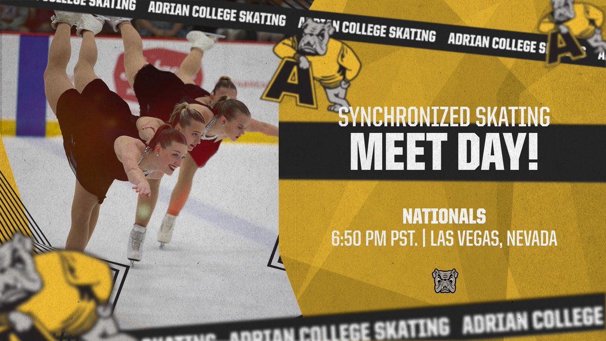 🚨 MEET DAY! 🚨
⛸️ <a href="/AdrianVSST/">Adrian College Varsity Skating</a> @ Nationals
⏰ 6:50 PM &amp; 9:20 PM PST
📍 Las Vegas, Nevada
📺 tinyurl.com/4nnj5wpn
📊 tinyurl.com/a3wjpc38

#GDTBAB