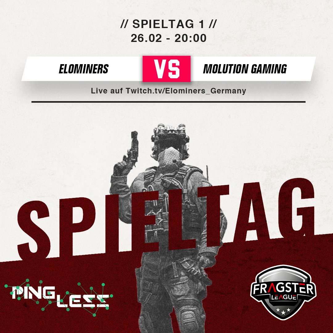 Am 26.02 treffen wir am 2ten Spieltag der #FragsterLeague auf das Team <a href="/molutiongaming/">Molution-Gaming</a>
Das ganze Game könnt ihr wie gewohnt Live mit Cast auf Twitch.tv/elominers_germ… verfolgen und unser Team anfeuern!

#CS2 #Gaming #Clan <a href="/fragsterd/">Fragster</a> #SpielTag #MatchDay