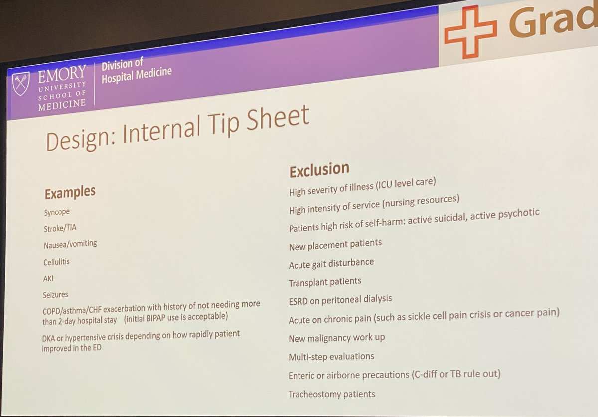 With capacity and ED boarding concerns, Emory presents their hospitalist led short stay unit to improve ED throughput at this morning’s #SGIMSouthern plenary