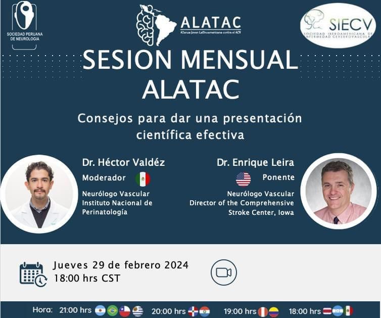 📣Atención colegas!

Iniciamos nuestras sesiones #académicas 2024!

Únete este Jueves 29 Feb⤵️

👩🏻‍🏫 #ℂ𝕠𝕟𝕤𝕖𝕛𝕠𝕤 𝕡𝕒𝕣𝕒 𝕦𝕟𝕒 𝕡𝕣𝕖𝕤𝕖𝕟𝕥𝕒𝕔𝕚ó𝕟 𝕔𝕚𝕖𝕟𝕥í𝕗𝕚𝕔𝕒 𝕖𝕗𝕖𝕔𝕥𝕚𝕧𝕒

🗣️Dr Enrique Leira <a href="/uihealthcare/">University of Iowa Health Care</a>

Modera: Dr Hector Valdés

🔗us02web.zoom.us/webinar/regist…