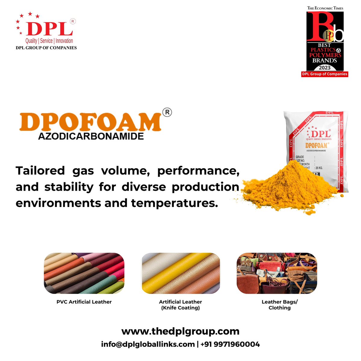 Tailored for diverse production conditions and temperatures 🌡️

#DPL #DPLGroup #DPOFOAM #ADCL #PlaticIndustry #PlasticInnovation #BlowingAgent #ChemicalIndustry #ChemicalProcesses