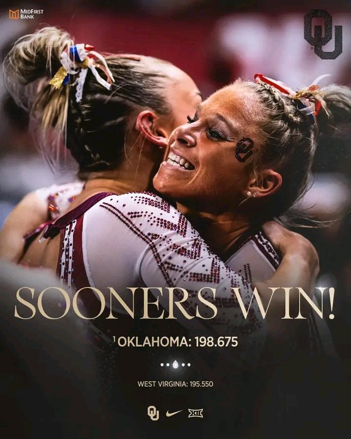 RECORD BROKEN! OU Women’s gymnastics got the highest score in program history! Final score was 198.675. Way to go 🙌🏻