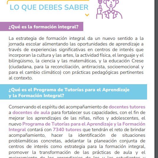 DIANAECHAVARRIA's tweet image. ¿Qué es el Programa de Tutorías para el Aprendizaje
y la Formación Integral?
Conservando el espíritu del acompañamiento de docentes tutores a docentes de aula para fortalecer sus capacidades, con el fin de mejorar los aprendizajes de las niñas, niños y adolescentes @PTA_Colombia