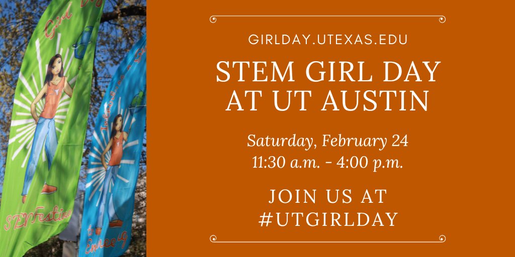 🚨 IT’S ALMOST TIME! 🚨

Reminder that we’ll be at UT Stem Girl Day (@UTWiStem) TODAY in room 1.124 at UT’s Department of Aerospace Engineering (ASE)! The event will be from 11:30am-4:00 pm, and we can’t wait to see y’all there!💚🌎

#UTStemGirl #UTGirlDay #EWeek2024 #GirlDay2024