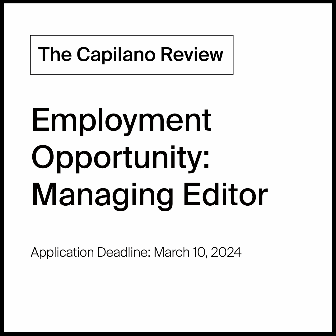 The Capilano Review seeks a Managing Editor beginning April 1, 2024. Application Deadline: Sunday, March 10, 2024. View the full job description on our website, link in our bio.