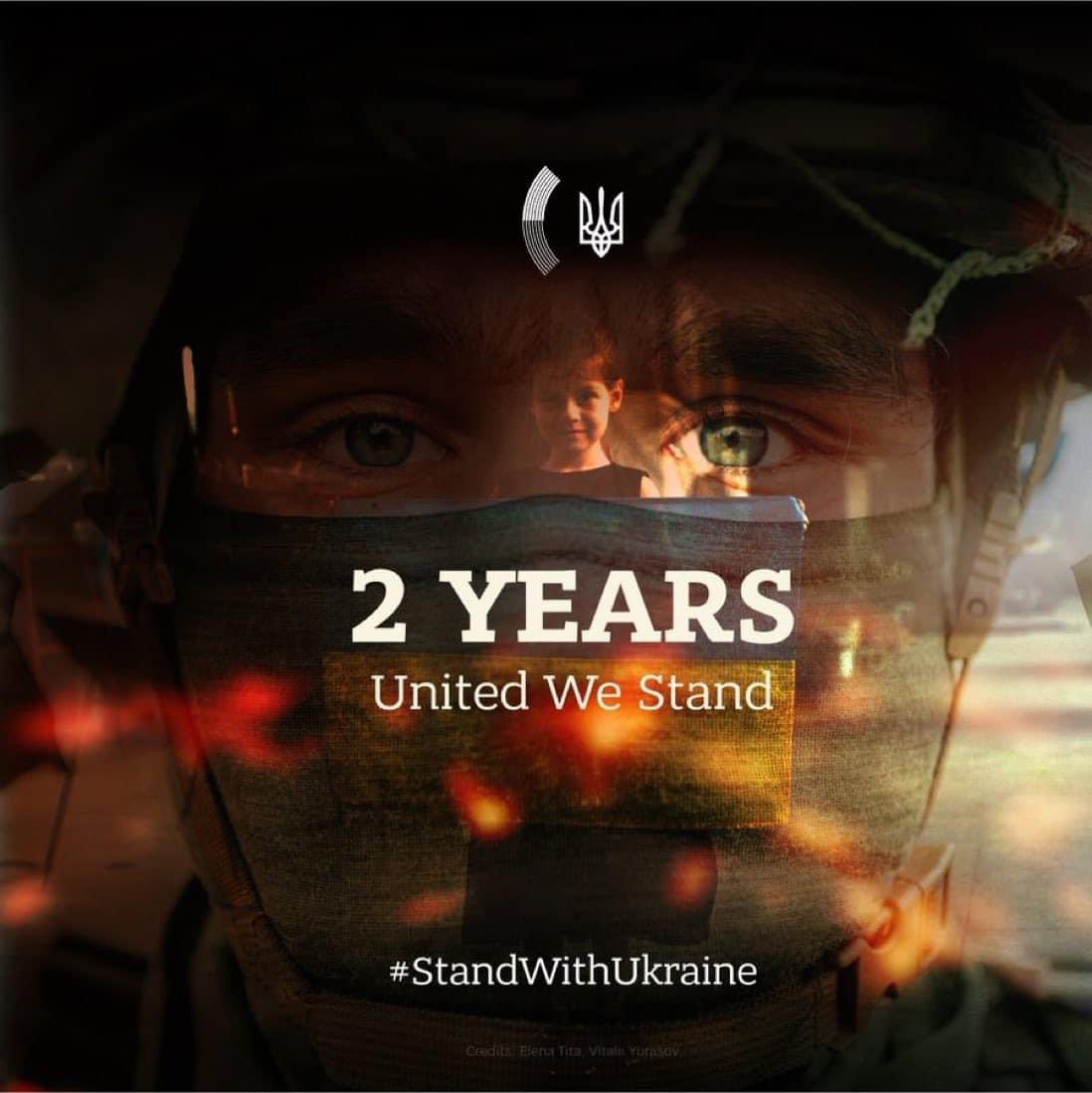 Два роки від вторгнення, 10 років війни
Україна стоїть!
Україна бореться!
Україна переможе✊🇺🇦!
Шана і памʼять Героям!
Слава ЗСУ!
Подяка нашим партнерам! 
Особлива вдячність тим полякам, які в цей день 2 роки тому ринули до кордону, щоб прихистити українців🙏
Разом ми сила 🇺🇦🤝🇵🇱