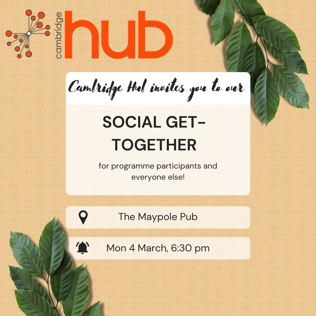 🎯Calling everyone to our social at the Maypole pub on Monday 4/3 at 6:30 pm! Make sure you're there to socialise with fellow participants from Carbon Literacy or Engage for Change and the Cambridge Hub Team 😊