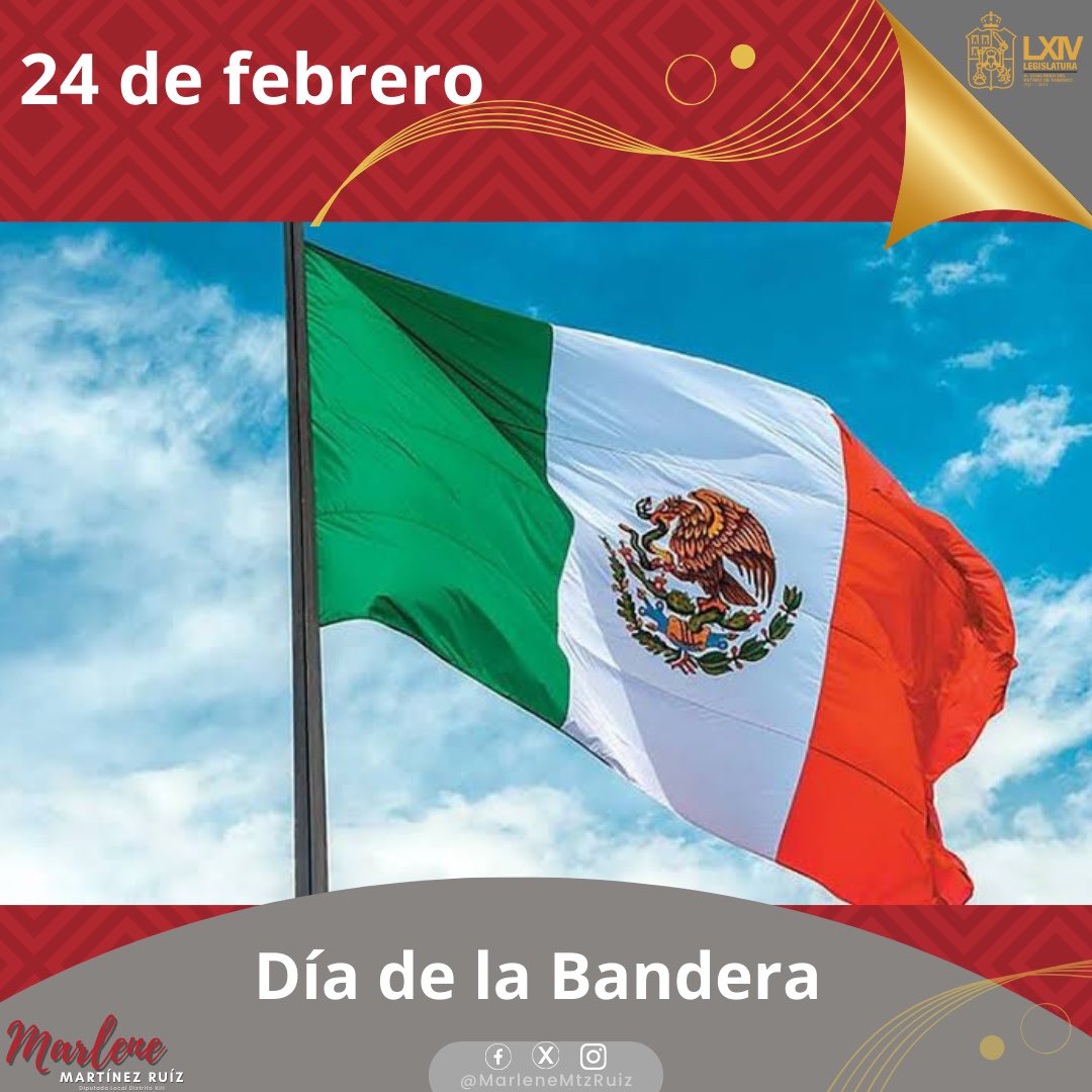 Hoy celebramos con orgullo el #DíadelaBandera, un símbolo que representa nuestra unidad, historia y valores como nación. Recordemos siempre el significado de sus colores y honremos nuestros ideales de libertad, justicia y unidad. ¡Viva México!