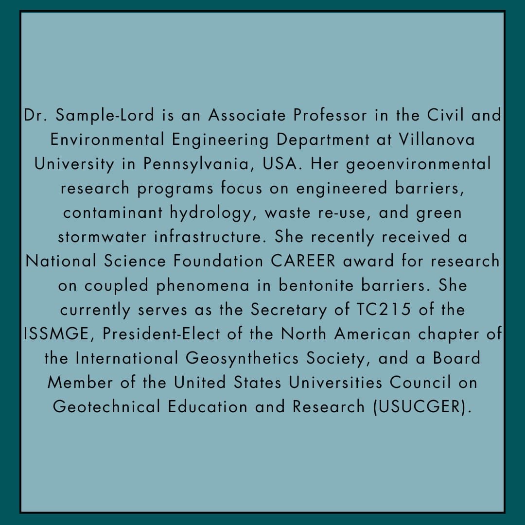 GeoInstituteSLC's tweet photo. 🚨Last but not least, Dr. Kristin Sample-Lord is one of our panelists. She is an associate professor at Villanova University in Pennsylvania. 

Come and hear more about our panelist, during #GeoCongress2024 for the Professional Development Workshop on Feb. 25th at 2:30 pm. https://t.co/w7TEiU5fyO