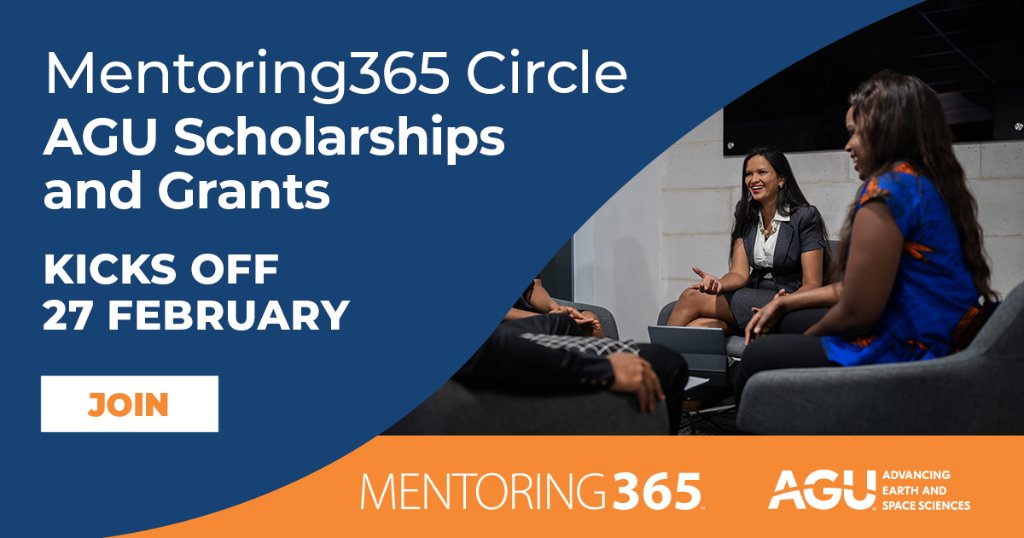 Learn about AGU’s scholarships & grant offering in our newest Mentoring365 Circle covering the process & requirements for each. Also, join the live virtual meeting on 5 March at 12:00 Eastern to discuss in detail. 👉JOIN lite.spr.ly/6009iR7