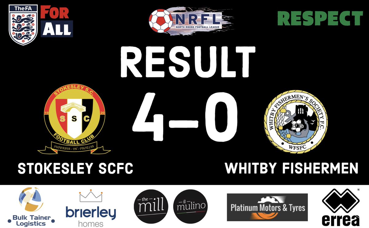 StokesleySCFC's tweet photo. ❕RESULT❕

@StokesleySCFC 4-0 @FishermansFc 

Goalscorers:
@MatthewTew18 ⚽️⚽️
@liambenno10 ⚽️⚽️

@NRFLOfficial 

🔴⚫️ https://t.co/GF11LxDLi9