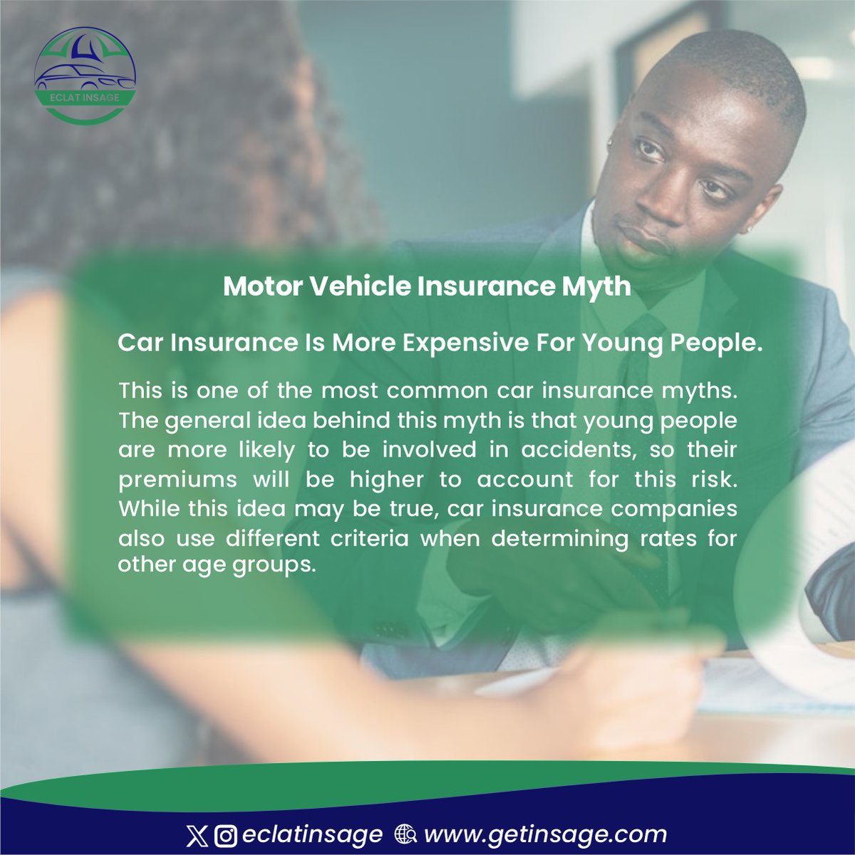 EclatInsage's tweet image. Did you used to believe this sentence? Well, it's a myth you need to debunk. The only reason it is said is that young people may be involved in more accidents than older people. 

#motorvehicleinsurance #insurancemyths #eclatinsage #NigeriaProtest