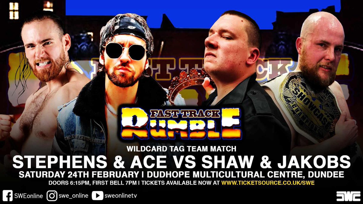 ‘The Original’ Craig Stephens (@the_original_cs) on Twitter photo Tonight the SWE Fast Track Rumble in Dundee.
Myself and Ace Anderson vs Rory Shaw and Kevin Jakobs in a wildcard tag team match.
First show of the year and first show in over 3 months.
It’s time to get back on track!
I WANT ALL THE BELTS.
<a href="/SWE_Online/">Scottish Wrestling Entertainment</a>
#wrestling
#Dundee Tonight the SWE Fast Track Rumble in Dundee.
Myself and Ace Anderson vs Rory Shaw and Kevin Jakobs in a wildcard tag team match.
First show of the year and first show in over 3 months.
It’s time to get back on track!
I WANT ALL THE BELTS.
<a href="/SWE_Online/">Scottish Wrestling Entertainment</a>
#wrestling
#Dundee