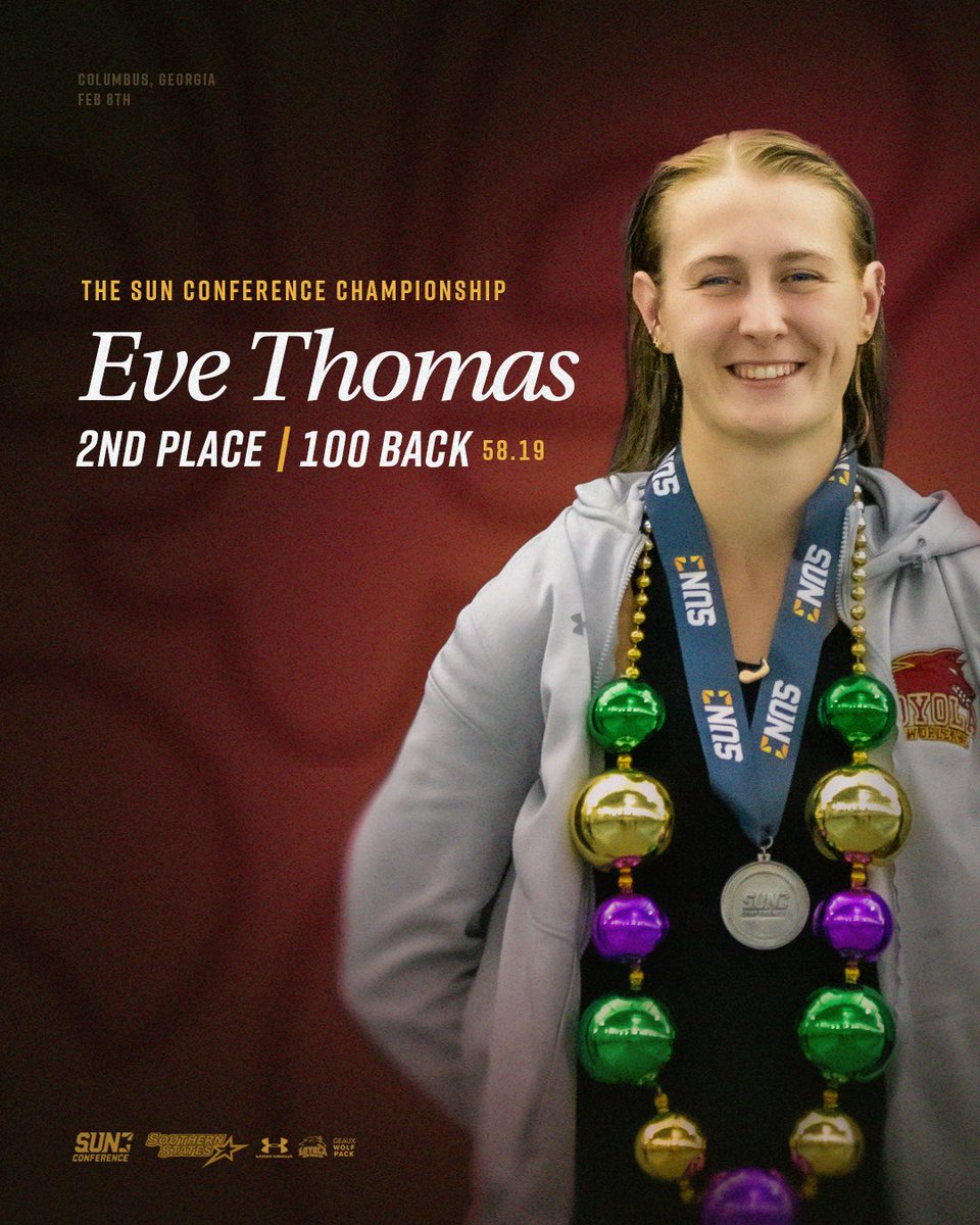 Highlighting our podium medalist from the Sun Conference: Eve Thomas with a silver medal in the 100 back!

#GeauxPack