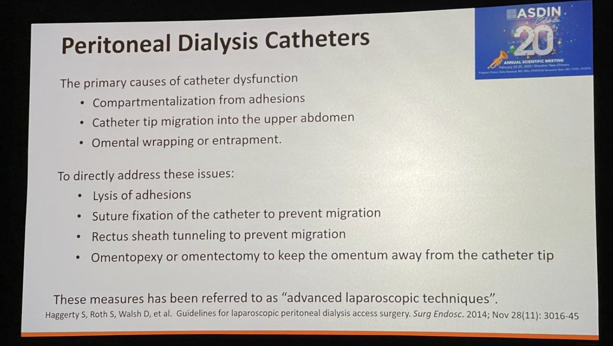 What are the primary causes of #PeritonealDialysis Catheter dysfunction?

🔹Compartimentalization from adhesions
🔹 Tip migrations into upper abdomen
🔹 Omental wrapping or entrapment

#ASDIN2024