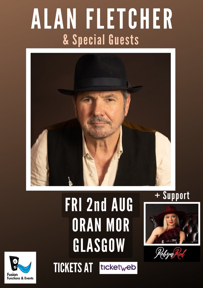 FusionFuncs's tweet image. 💕PERFECT MOTHER'S DAY GIFT
Dr Karl is coming to GLASGOW!!
Neighbours legend Alan Fletcher will be returning to Glasgow! Performing his own original songs from his album "The Point" as well as new material.
Get Tkts at >> ticketweb.uk/event/alan-fle…
@WhatsOnGlasgow @GBH55blues