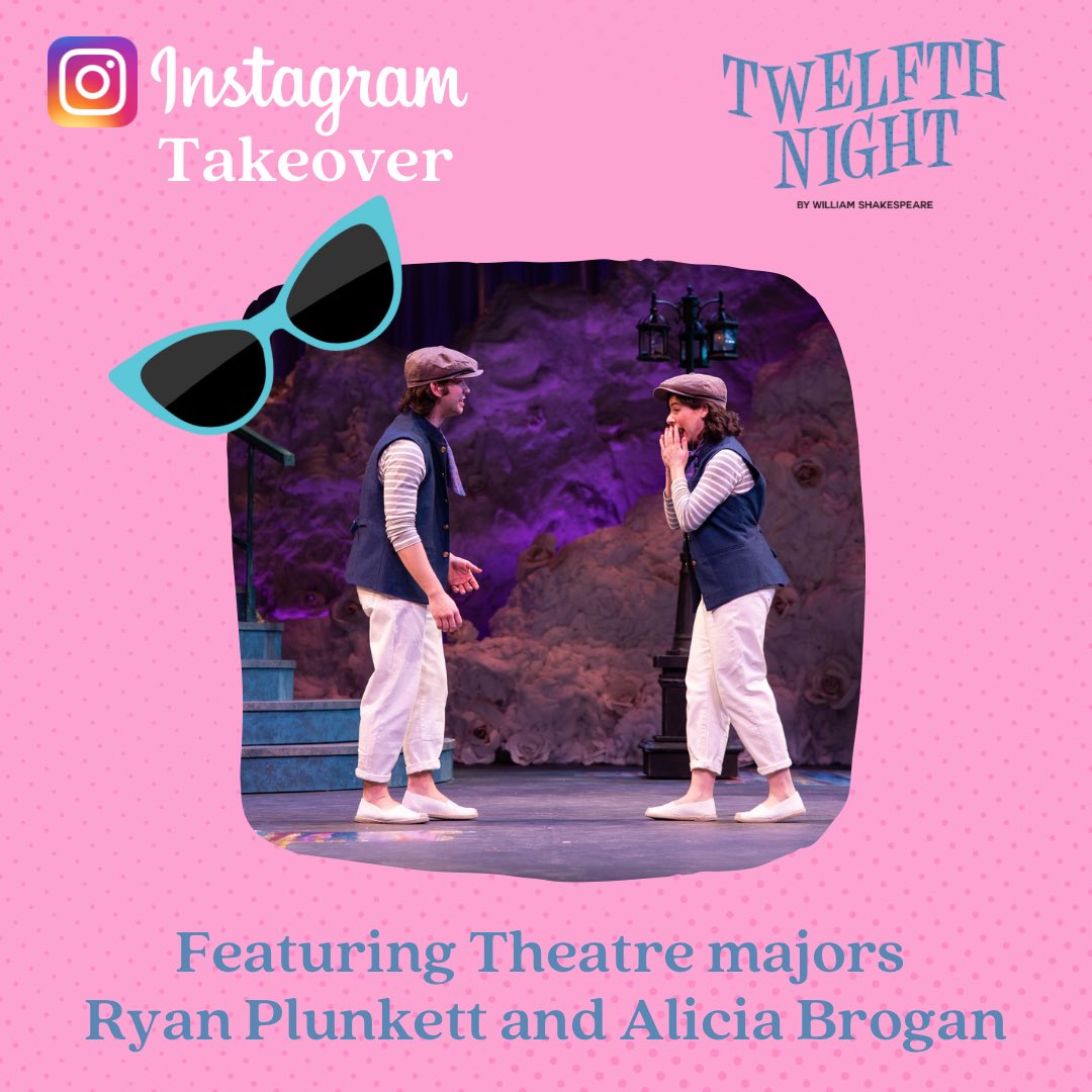 Are you ready to go backstage of Act 1’s production of Twelfth Night with an Instagram takeover today? Follow along later this evening on the @DeSalesUTheatreDept Instagram page as Ryan Plunkett (Sebastian) and Alicia Brogan (Viola) take over.