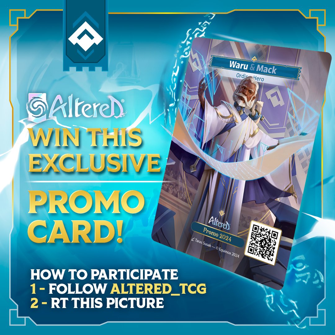 Altered_TCG's tweet image. New heroes, new promos, new giveaways.

📖 Follow Altered TCG &amp;amp; RT this post
🕰️ The contest will end in 24 hours!

One entry per person!
One winner per social media

👉ow.ly/Q9cs50Qr23V