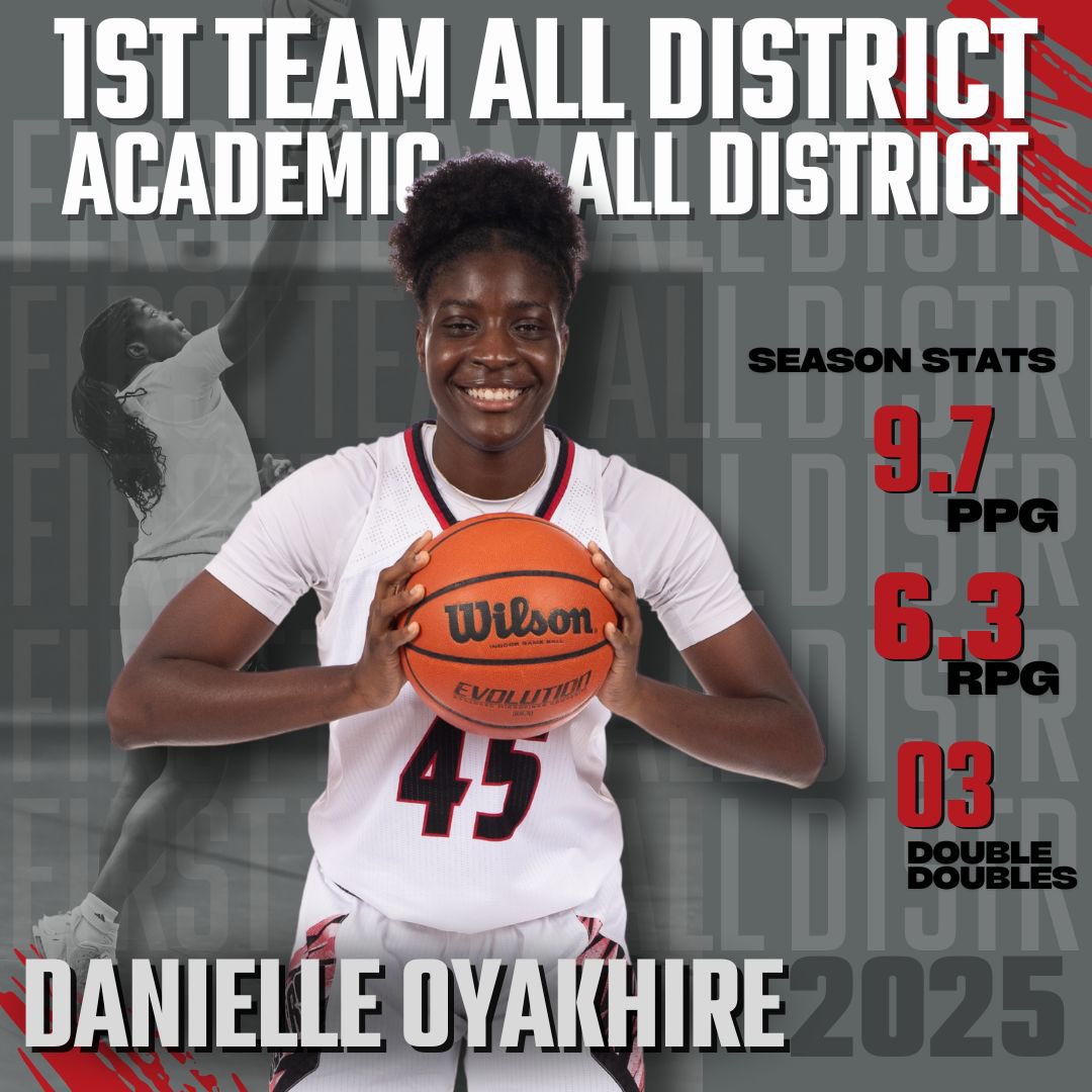 Congratulations to junior Danielle Oyakhire for making 1st Team All-District and Academic All-District! 🏀 <a href="/DanielleO_2025/">Danielle Oyakhire 🇺🇸🇳🇬</a> 

#Allin #weworkalatte