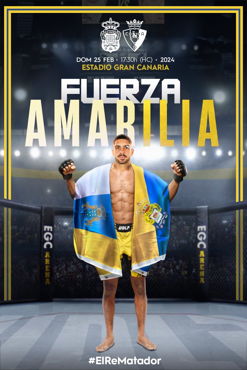 👋🏼 ¡Buenos días, afición!

🏟️¡Nos subimos al ring para un auténtico espectáculo en el Gran Canaria! ¿Listos para ver rugir a la fuerza amarilla? 🌟

#LasPalmasOsasuna #ElReMatador
#LaUniónHaceLasPalmas 💛💙