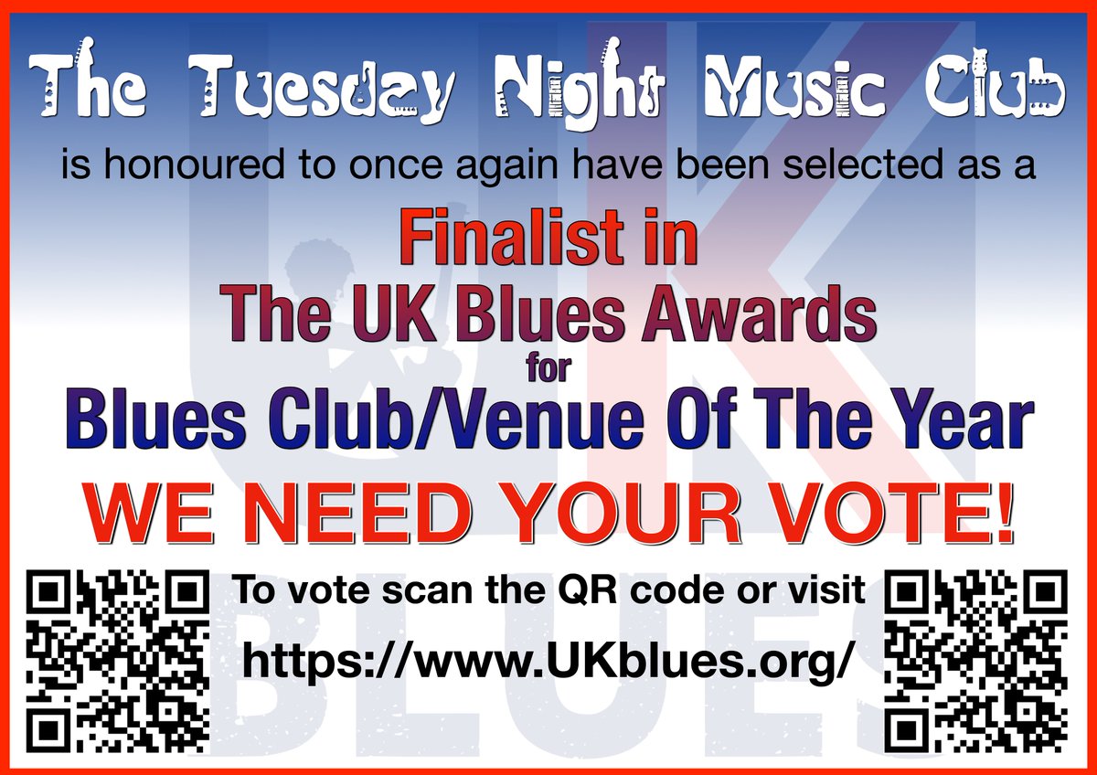 Local Club up for National Award! You can help The Tuesday Night Music Club bring the UK Blues Award back to Coulsdon! Your vote at smartsurvey.co.uk/s/KID7IP/ will make a difference! Voting close at 23:59 on Sunday so why not vote now! @whatsoninsurrey @CroydonGuardian