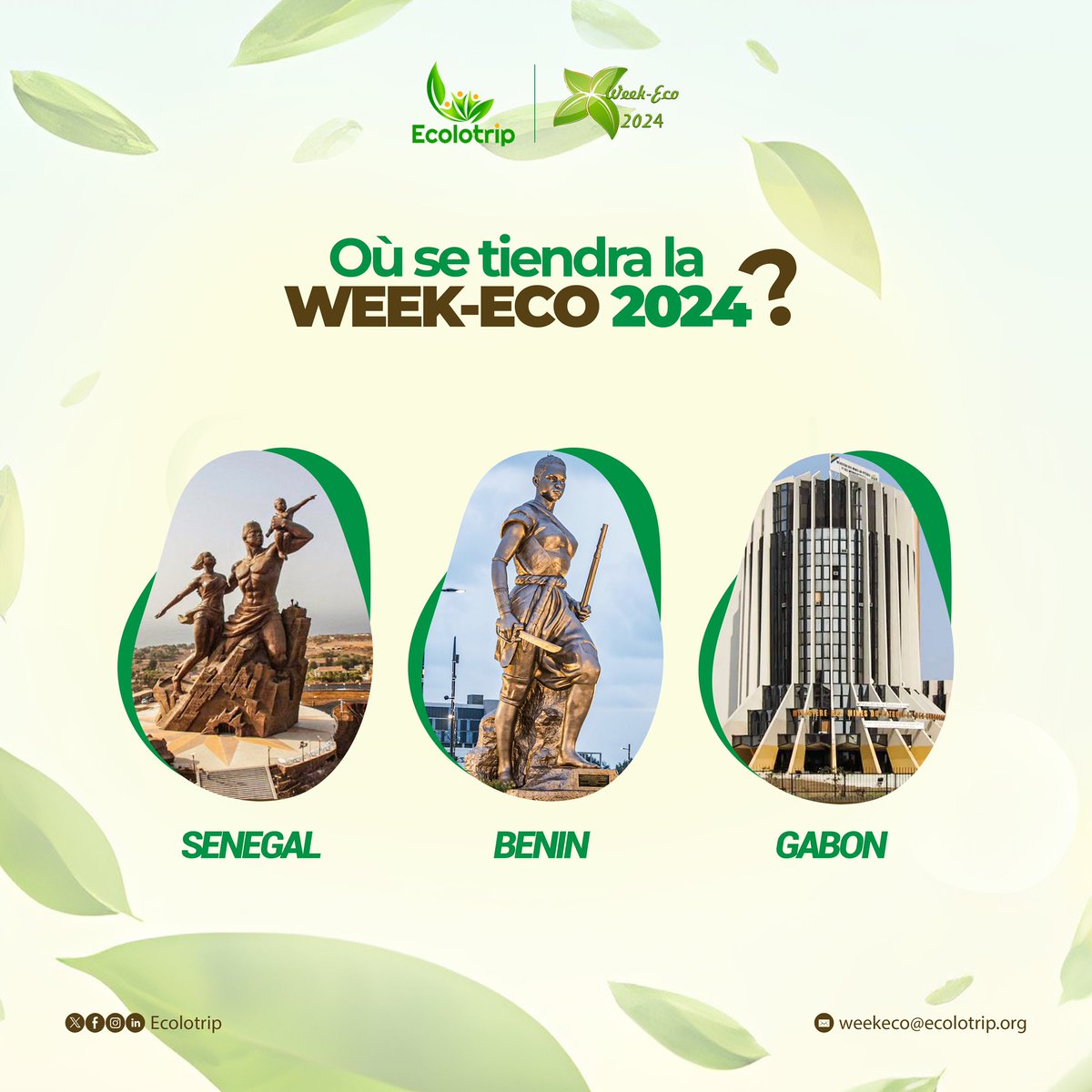 Notre petit doigt nous a dit que vous connaissez déjà le pays où se déroulera la #Weekeco2024!👀

Nous venons pour en avoir le cœur net.😚

Alors d’après vous, où allons-nous ?😌
.
.
.
#Weekeco2024 #Ecolotrip
