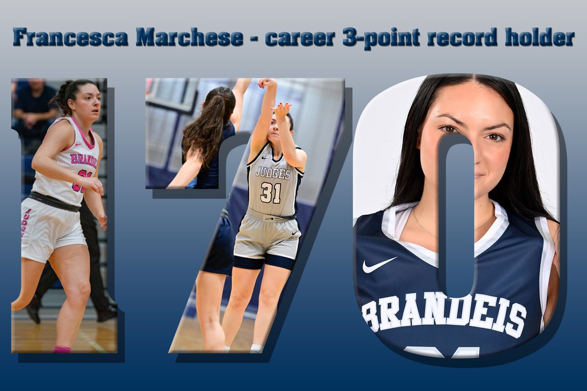 BrandeisJudges's tweet photo. On a fast break with 52 seconds gone in the 4th quarter, Francesca Marchese has become @BrandeisWBB new career leader in 3-pointers! #RollDeis https://t.co/Ys2z3xA1sa