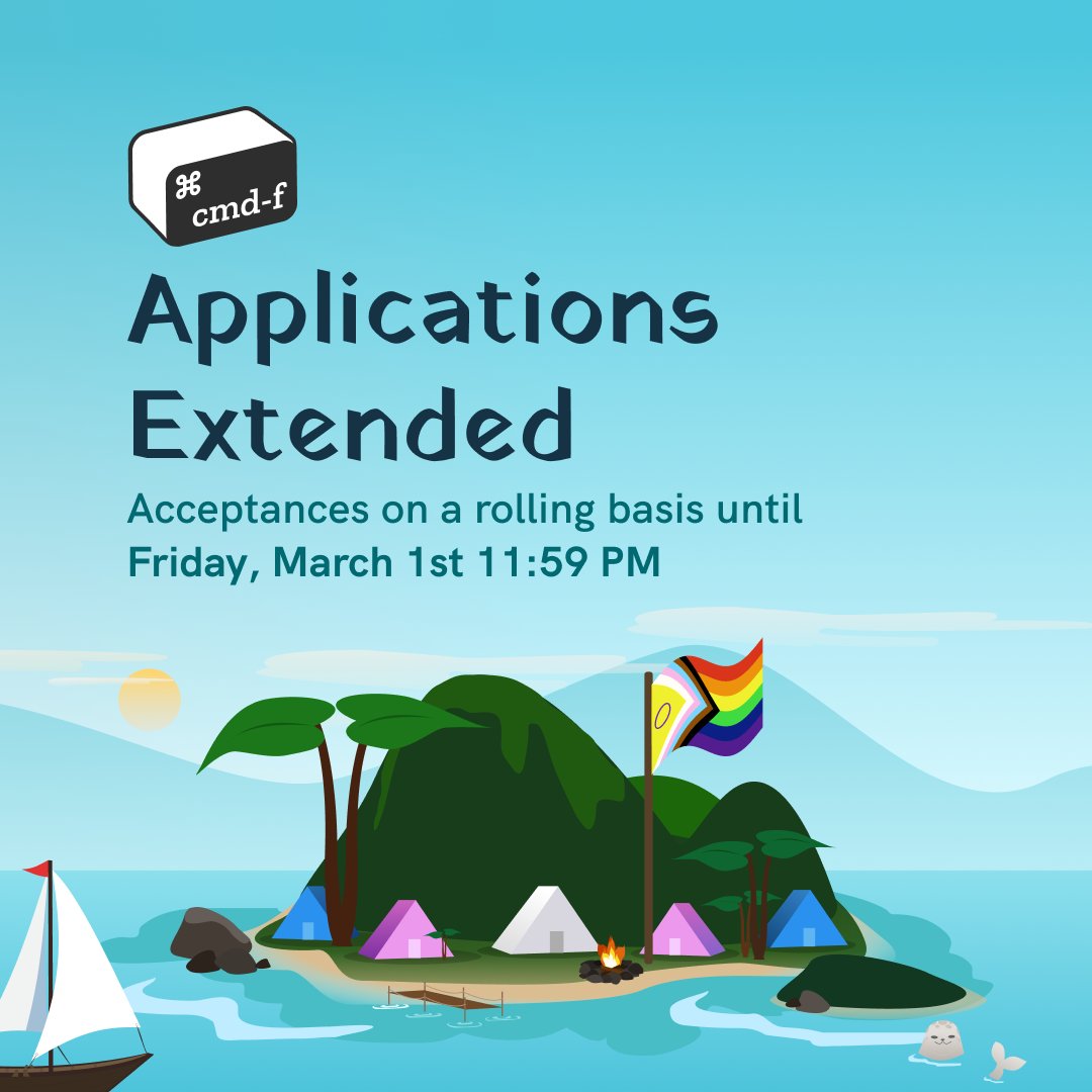 GREAT NEWS!! Hacker applications for cmd-f 2024 have been extended. Acceptances will be sent out on a rolling basis until March 1, 11:59 pm.

Apply now: cmd-f.nwplus.io

#hackathon #ubc #tech
