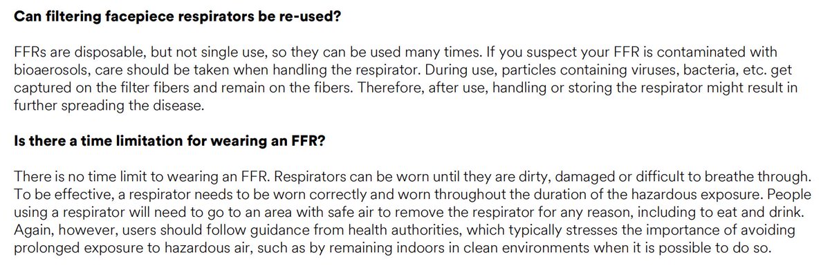 With the Rolling Stone mask article floating around, the question is being passed around as to how long you can wear it. Here's the answer from 3M. Source: multimedia.3m.com/mws/media/1791…