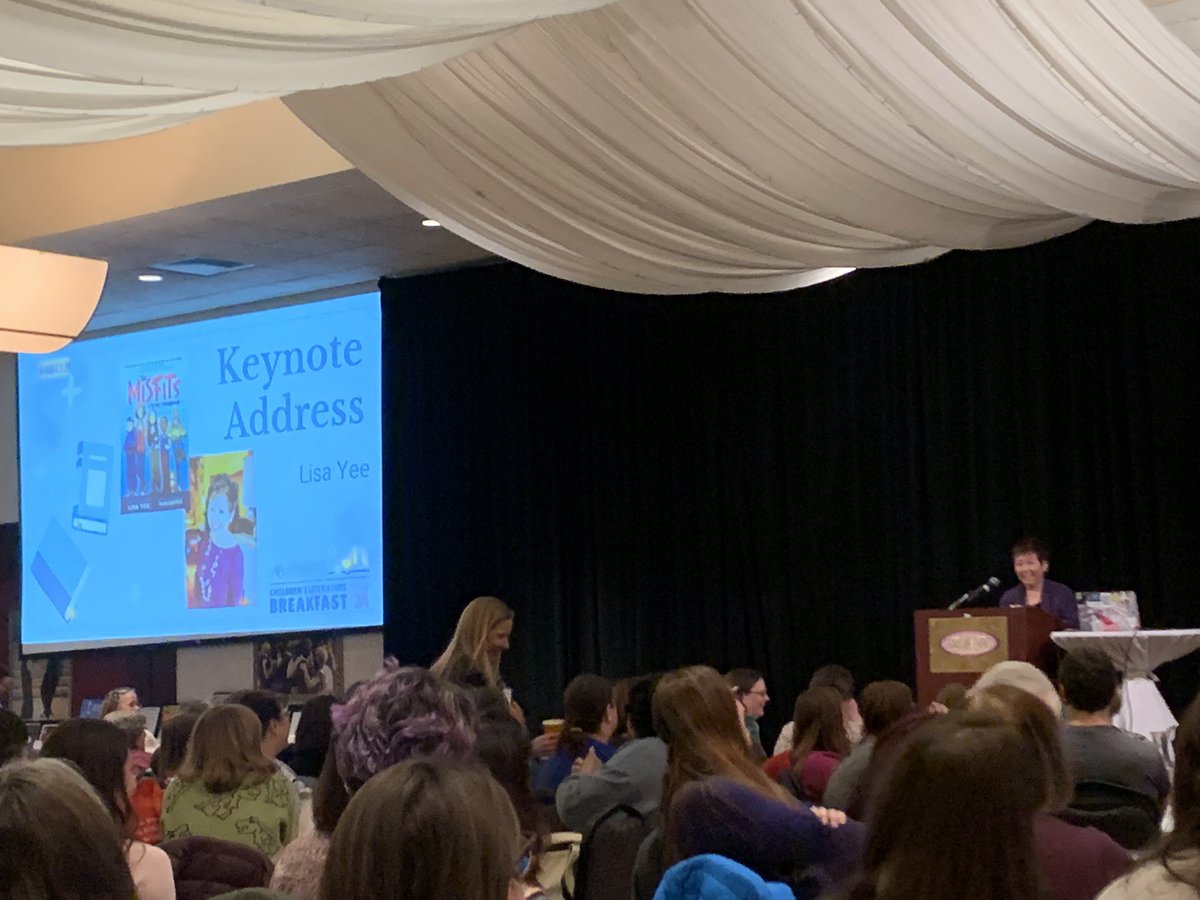 HelenLeeBooks's tweet photo. Just tickled silly to be seeing author @LisaYee1 speaking IRL at the @AndersonsBkshp Children’s Literature Breakfast. #inspiration #abclb https://t.co/A7EDQZP1nC