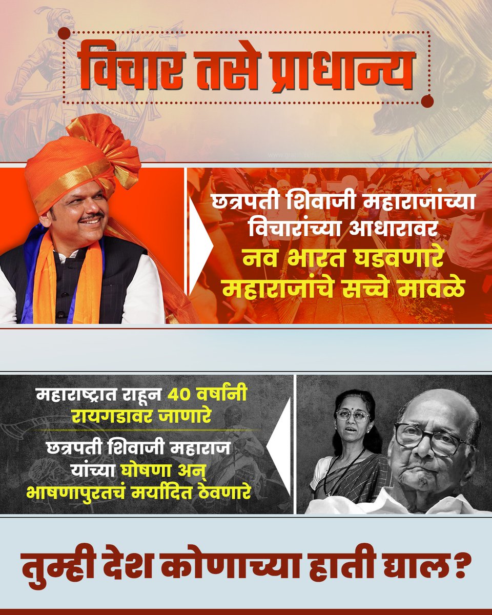 BJP4Maharashtra's tweet image. देश तुमचा, निर्णय तुमचा
तुम्ही नक्की कोणासोबत आहात?

#vichartasepradhanya #DevendraFadnavisJi