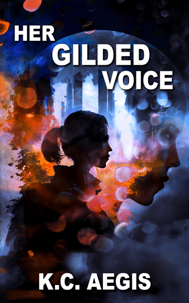 We are delighted to reveal the cover for Her Gilded Voice by <a href="/kcAegis/">K.C. Aegis</a> , to be published in June. It sits at the intersection of cyberpunk / psychological thriller – the cover design by Paramita Bhattacharjee and Troy Edward Nikolic reflects that perfectly. bit.ly/HerGildedVoice