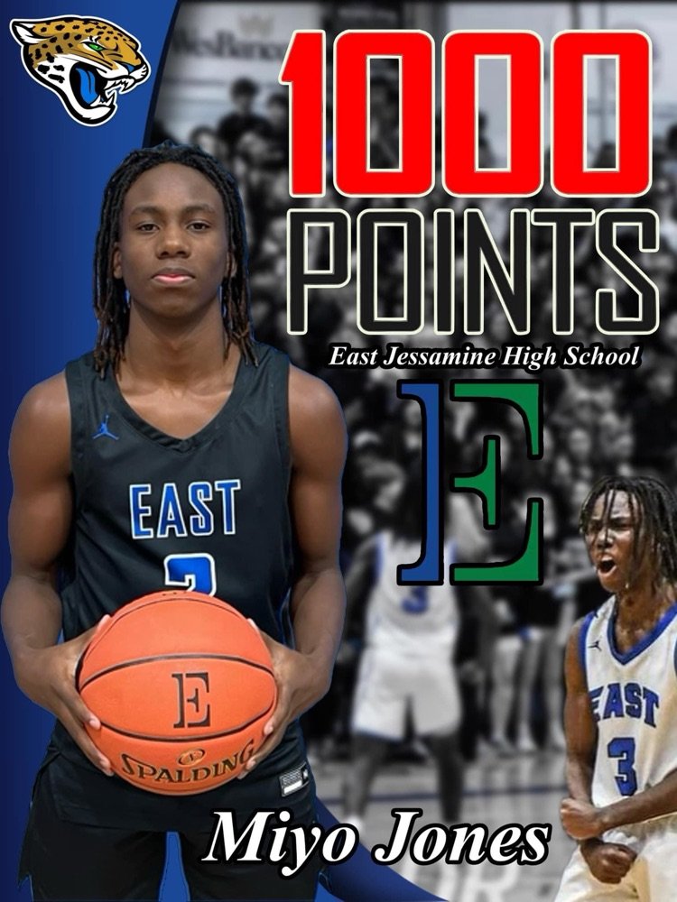 During last night's game vs Danville, Miyo Jones became the 11th boys player ever to join the 1,000 Point Club at East Jessamine! We are so proud of you!