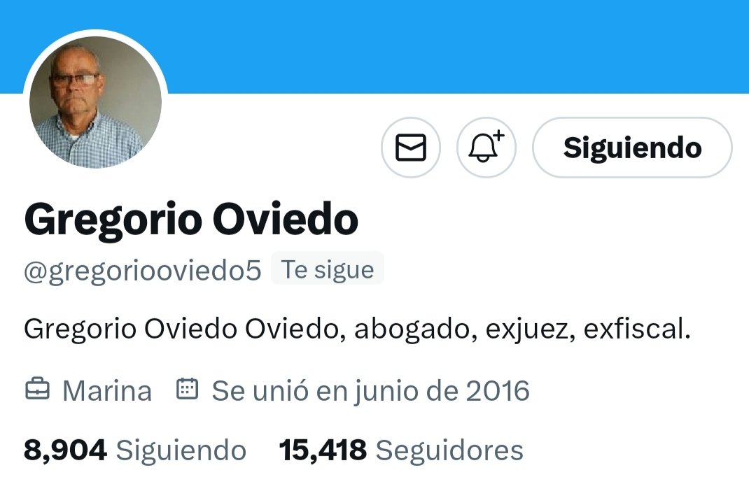 Hoy me di cuenta que el esposo  <a href="/gregoriooviedo5/">Gregorio Oviedo</a>   de la futura fiscal me sigue, que honor.Este hombre a Sido un ejemplo de rectitud y lucha contra la corrupción .
Siganlo a el , y síganme a mi que los seguiré de inmediato.