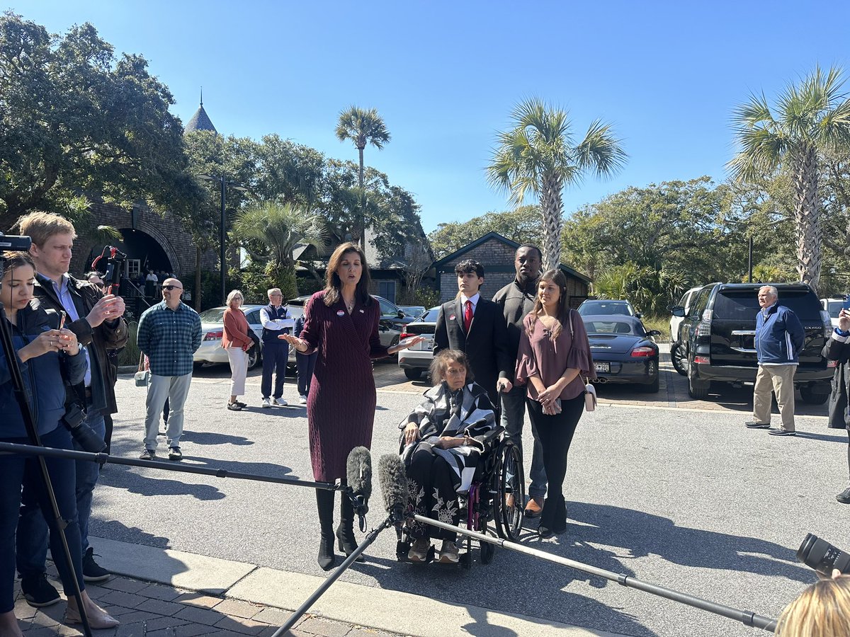 Nikki Haley tells me Trump’s comments about black voters last night were “disgusting.” I asked her about Trump saying black voters like him more because of his criminal indictments & mug shot. Also asked about Trump saying he could only see black people because the lights bright