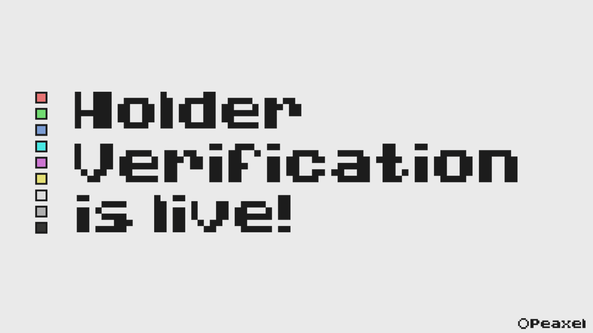 🤩A big shoutout to <a href="/seiyansnft/">Seiyans</a>  for the seamless verification process! 

✅Peaxel holders are now officially verified through assetify.xyz. 

🌐In 24 hours, our Discord will transition to a semi-private space – certain channels exclusively for Peaxel holders.