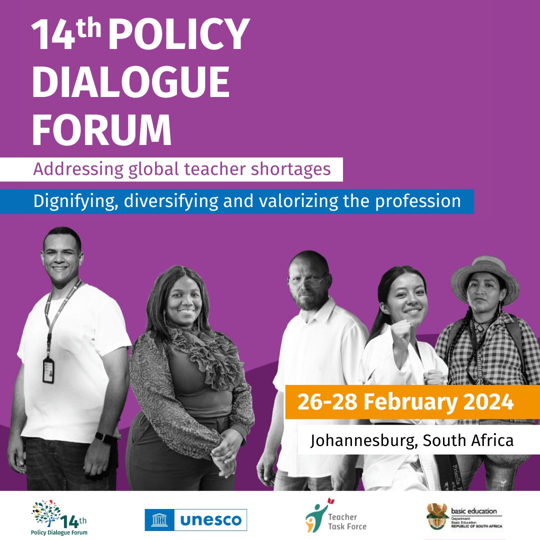 TeachersFor2030's tweet photo. The agenda for our #TeacherPolicyForum is live!

Join us in 🇿🇦 and online https://t.co/DDiNUeFbAD for:
📘The launch of the first Global Report on Teachers,
🗣️Multi-stakeholder dialogue aiming at dignifying, diversifying &amp; valorizing the teaching profession
🧑‍🤝‍🧑Thematic side events https://t.co/xjIcff4se4