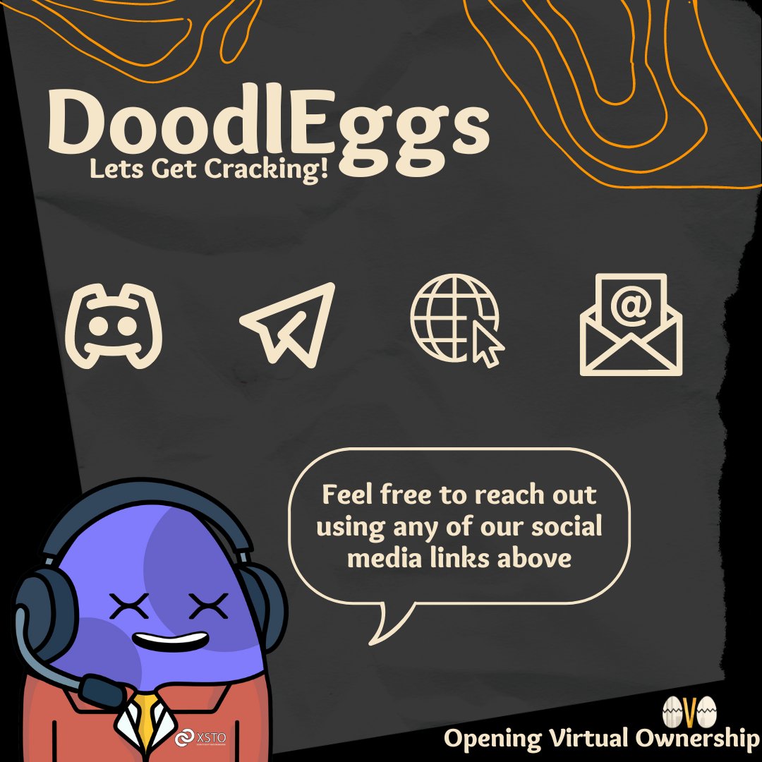 DoodlEgg #NFTs on the #XRPLedger 

🥚Win🥚Reward🥚Utilise🥚Incubate🥚

DoodlEgg Mint: xrp.cafe/collection/doo…

DoodlEgg Webpage: openeggovo.com/doodleggs

DoodlEgg Discord: discord.gg/cR7AakYGCV

DoodlEgg Telegram: t.me/OpenEgg

We have a range of instant wins