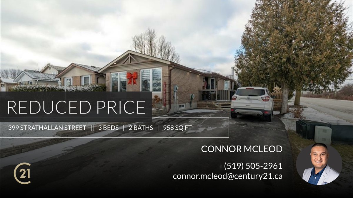 📍 Reduced Price 📍 This recently reduced home at 399 Strathallan Street in Fergus won't last long, so, don't wait to set up a showing! Reach out here or at (519) 505-2961 for more information!

📞 (519) 505-2961
🌐 mcleodco.ca
📧 con... homeforsale.at/399_STRATHALLA…