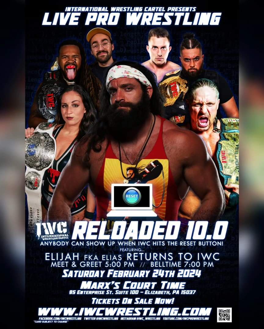 The #ResetButton returns tonight as @IWCwrestling presents #Reloaded 10.0 featuring former #WWE star Elias! If you can't be there in Elizabeth, Reloaded will be streaming #LIVE on #IPPV! IWCWRESTLING.COM 🎤