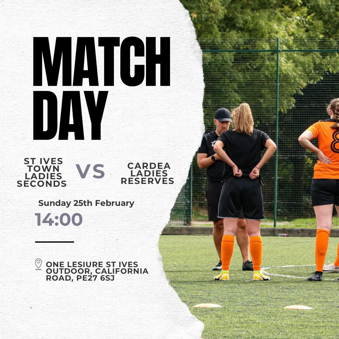 Ivesseconds's tweet image. Tomorrow the ladies play Cardea reserves at home looking to continue their run of good performances. Come down and support if you can⚽️
🗓️ 25th February 
⏰ 2pm
📌 One leisure St Ives, PE27 6SJ
