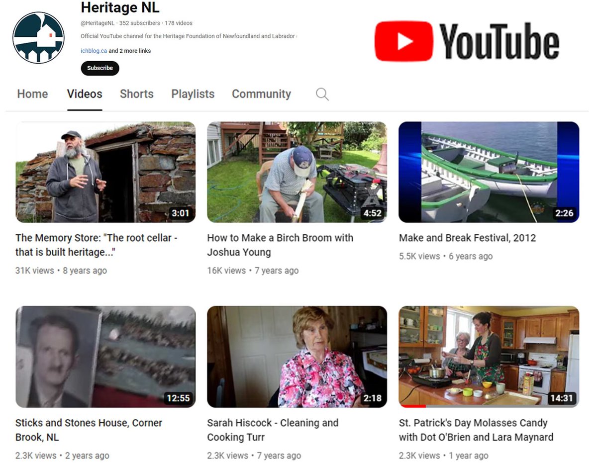 Did you know Heritage NL has a YouTube channel? 178 videos highlighting our province's built and intangible heritage. Follow this link to check it out youtube.com/@HeritageNL. #heritagenl #heritageweek