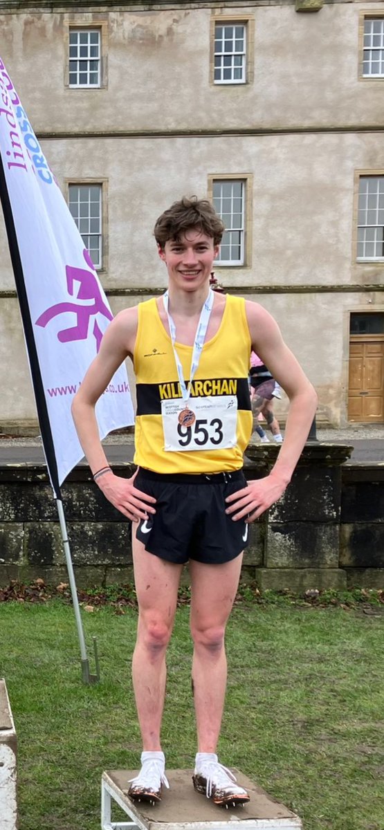 Great run by Fraser today at the @scotathletics XC champs. 3rd place in the U20 men’s race. Great event as always. Big thanks to his coach Robert Hawkins, @kilbarchanaac and @GCphysiotherapy