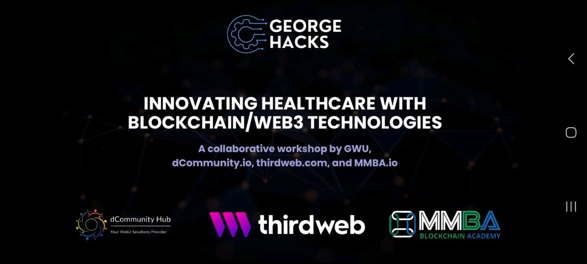 guysavage's tweet photo. Proudly participating in the George Hacks event this weekend with the provision of this problem statement and development tools/environment provisioning!
#Blockchain
#Mediverse
#Medichain
#Innovation
#EquityInHealthcare https://t.co/12JY5XLipB